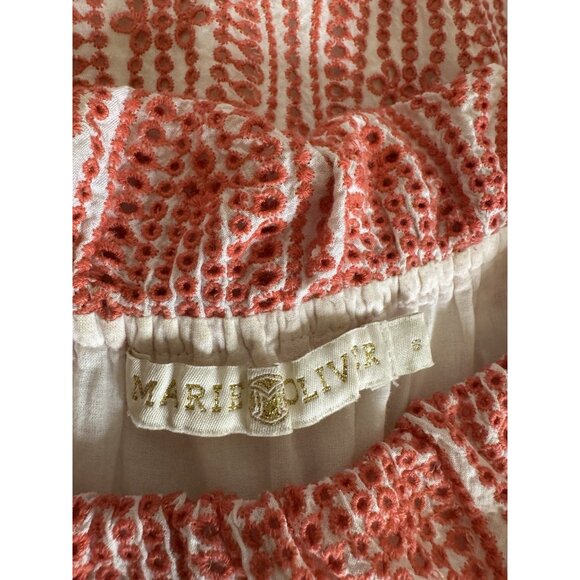 Marie Oliver Maxi Dress S Small White Red Embroidered Colorful Smocked - Picture 11 of 16